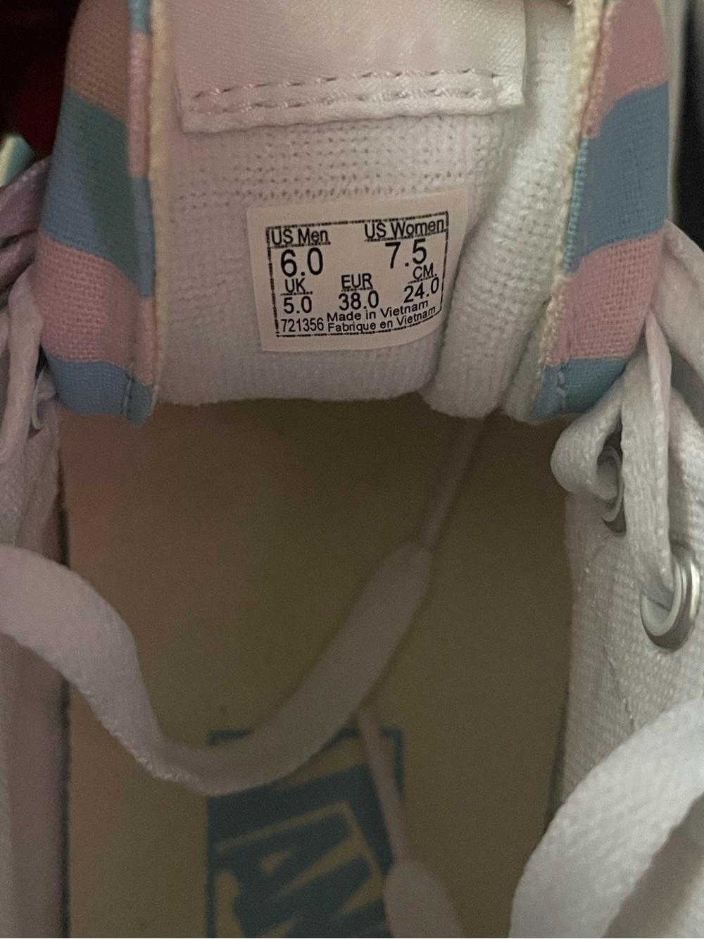 Vans Sk8-Hi Pastel Pink Blue Yellow Striped High-Top Skater Sneakers Women’s 7.5 - Picture 5 of 5